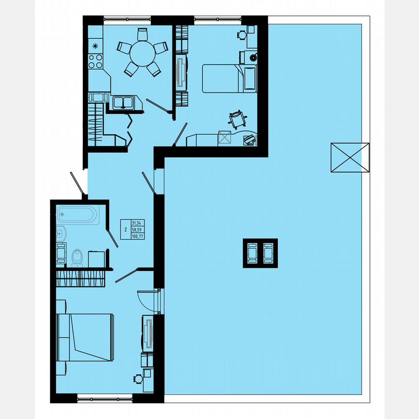 2-к. квартира, 84,8 м², 8/8 эт.