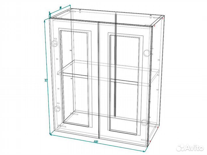 Кухня Лондон корпус швс 600 белый фасад швс 600 ду
