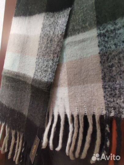 Шарф зимний с кистями minaku клетка 210*38+18 см