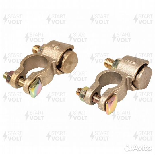 Клеммы акб в комплекте латунь, 8мм болт и гайка дл