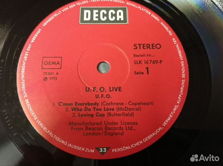 UFO Live Decca 1972 винил германия