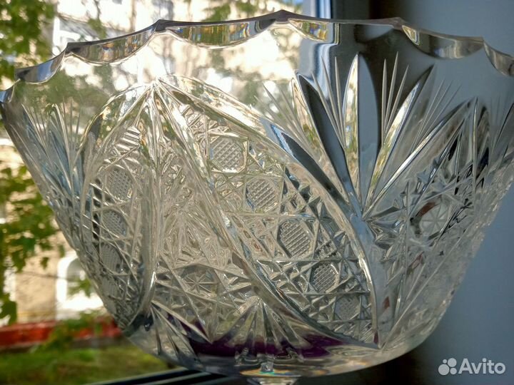 Ваза хрустальная фруктовница на ножке СССР