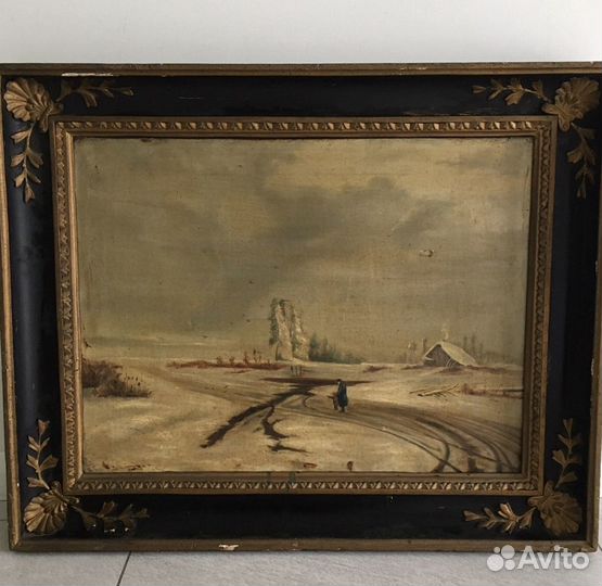 Старинная картина маслом на холсте