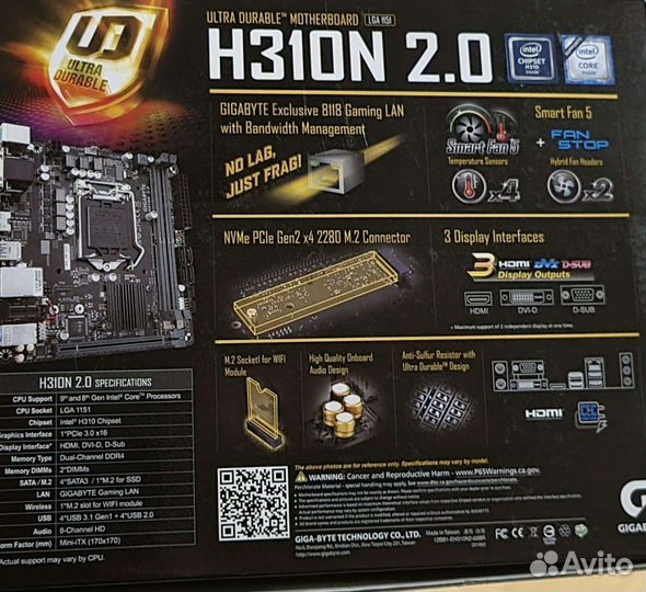 Системный блок Intel core i3-9100/Gigabate/H310N/2