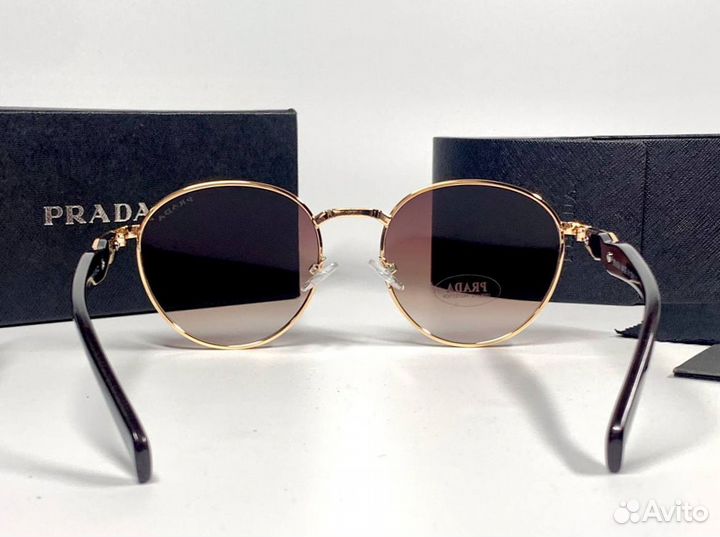 Очки Prada золотые с комплектом