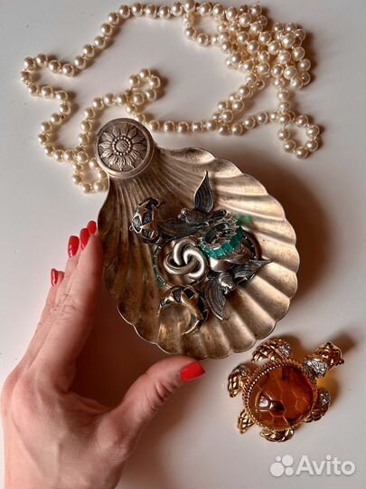 Шкатулка тарелочка ракушка перельница винтаж