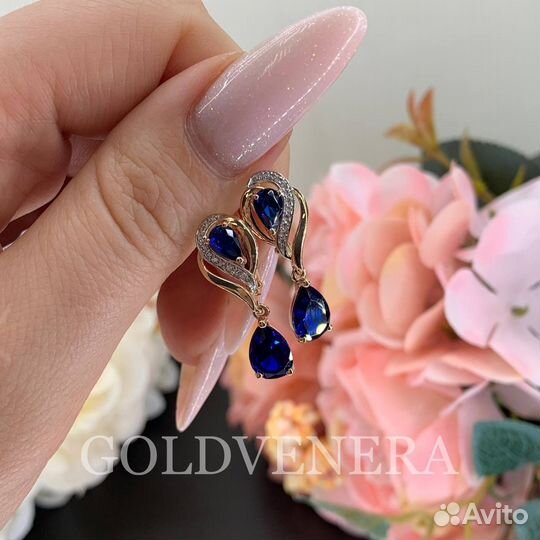Золотые серьги с фианитами