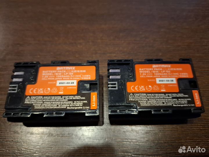 Аккумуляторы LP-E6 для камер Canon с зарядкой
