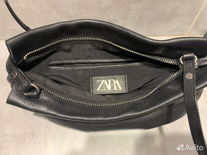 Сумка zara натуральная кожа черная