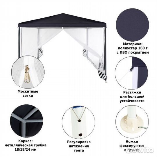 Тент садовый Green Glade 1086 3х3х2,5м полиэстер