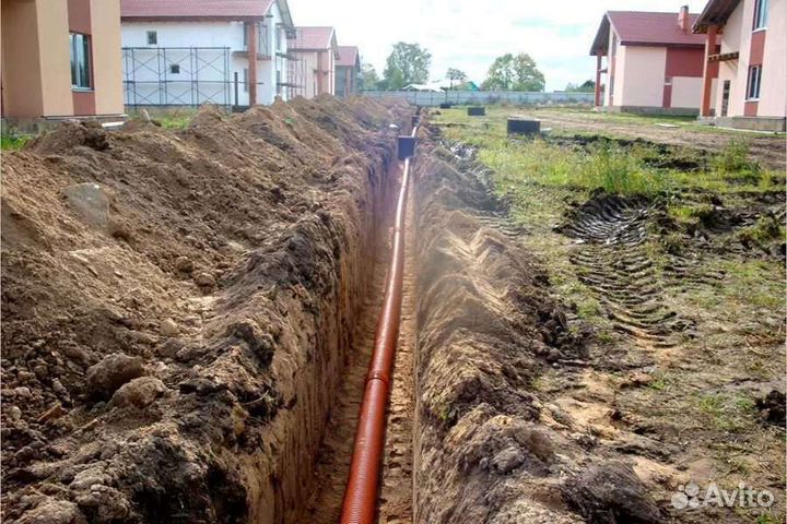 Канализация водопровод в частный дом под ключ. гнб