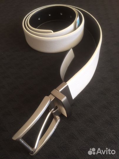 Ремень кожаный Новый Calvin Klein белый - черный