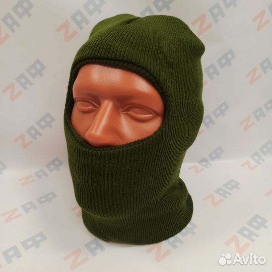 Балаклава вязаная 9599, олива тёмная