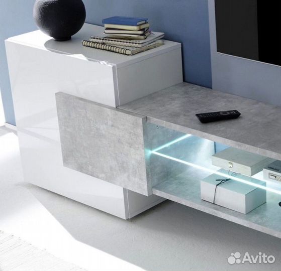 Тумба тв Инкастро Белый/Бетон Светлый 254х62x39