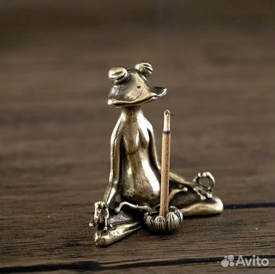Лягушка, Лягушонок-медитирующий, фигурка-бронза
