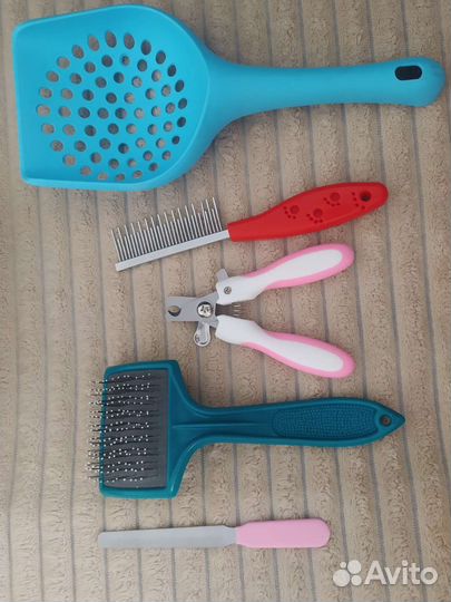 Пуходёрка,расчёска,когтерез,пилка,совок для лотка