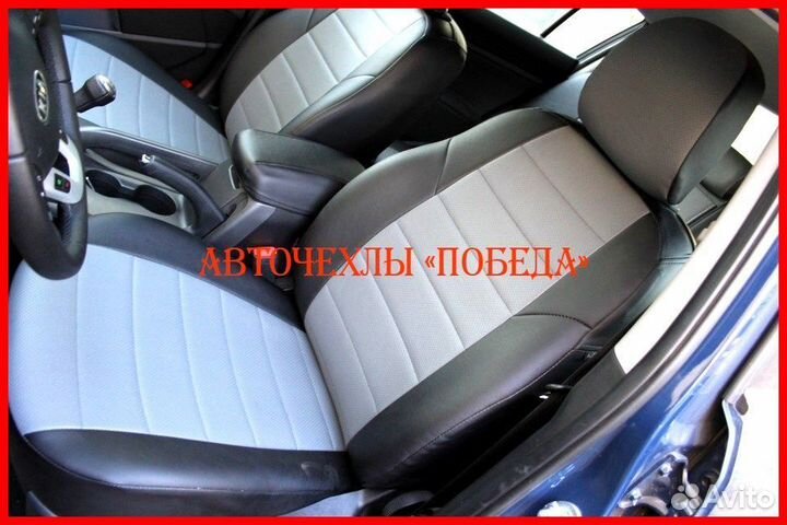 Чехлы Kia Sportage 3 из экокожи чёрно-серые Класси