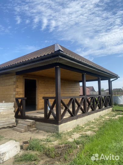 Шлифовка и покраска бруса, герметик, конопатка