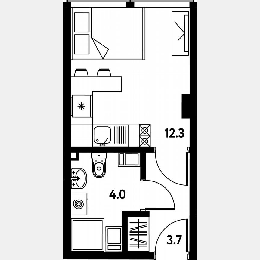 Апартаменты-студия, 20 м², 4/10 эт.