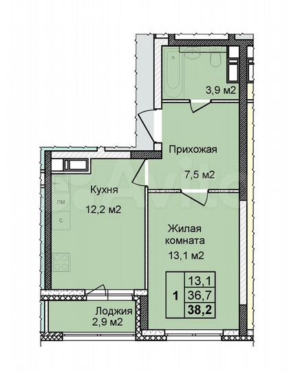 1-к. квартира, 38,2 м², 18/25 эт.