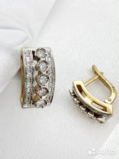 Золотые серьги СССР с бриллиантами 585 / 6.98 гр