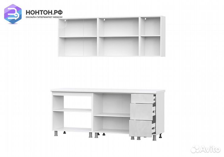 Кухня Модерн New 2.0 м белый / белый глянец бруно