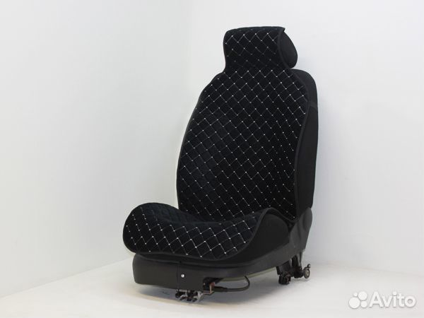 Накидки на сиденья ромб, велюр черный, белая ни