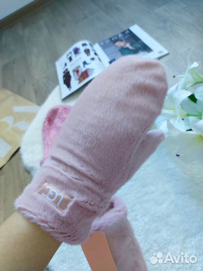 Комплект шапка + варежки(меховые)