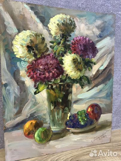 Картина П. М. Коломойцев. Хризантемы