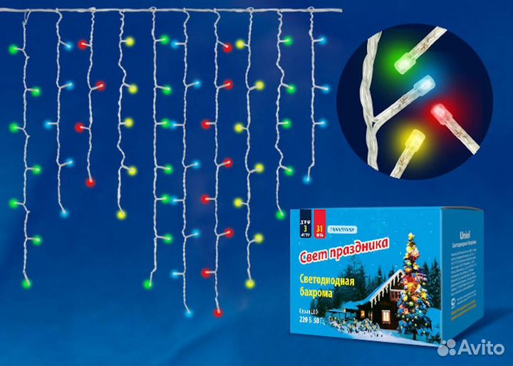 Электрогирлянда комнатная ul-00002270 бахрома 3x3