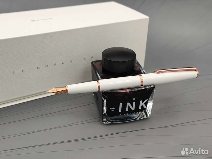 Набор перьевая ручка Hongdian 0.4 мм(роз. золото)