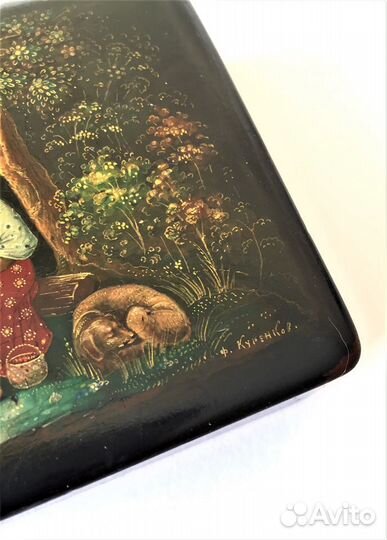 Палехская шкатулка-портсигар ркка, 1940 год