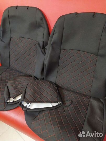 Чехлы на Гранту с 18г ткань ромб красный