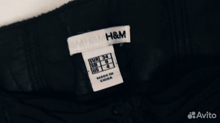 Кожаные женские штаны брюки трубы H&M