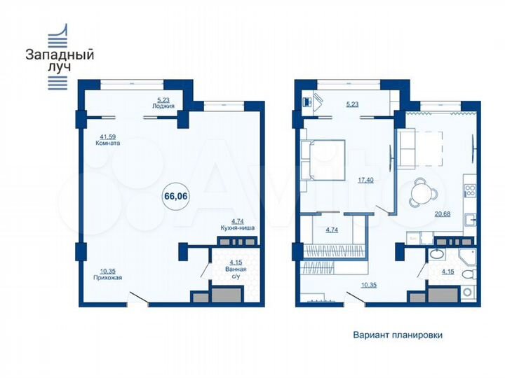 2-к. квартира, 66,1 м², 11/25 эт.