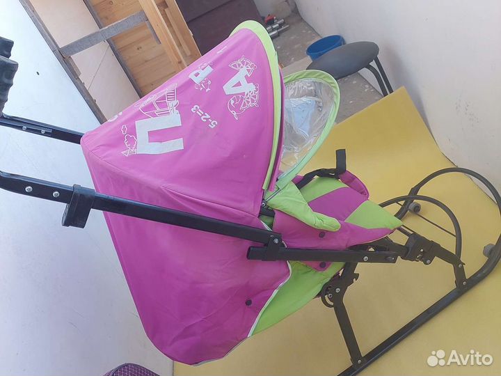 Детские санки коляска с колесами