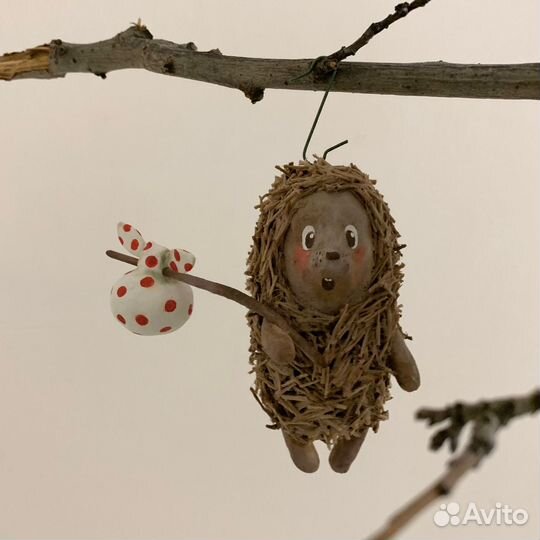 Ёжик в тумане (ватная ёлочная игрушка)