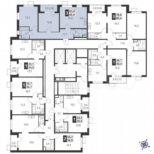 3-к. квартира, 65 м², 14/24 эт.