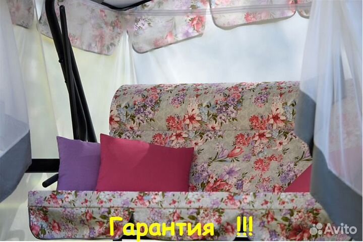 Садовые Качели 3-х местные Турин Премиум flower