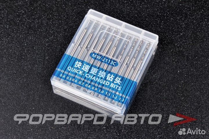 Набор свёрл 0,4-1,3мм (10шт) для сборки пластиковых моделей MW-2113-C manwah Япония
