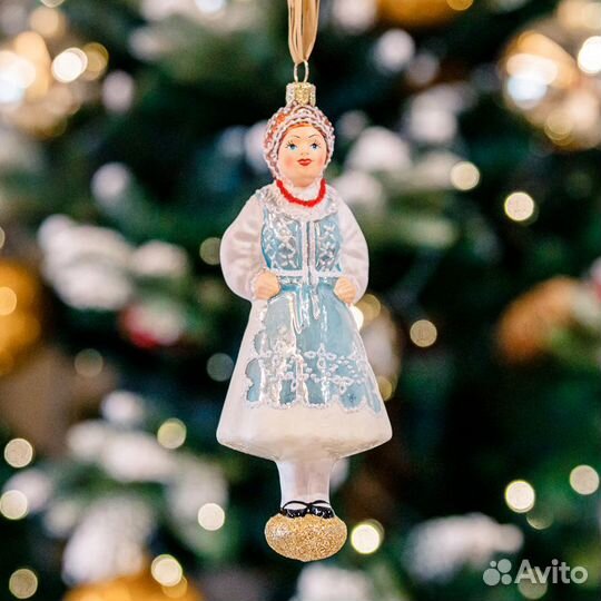 Стеклянная елочная игрушка пара Шаматулы (Польша)