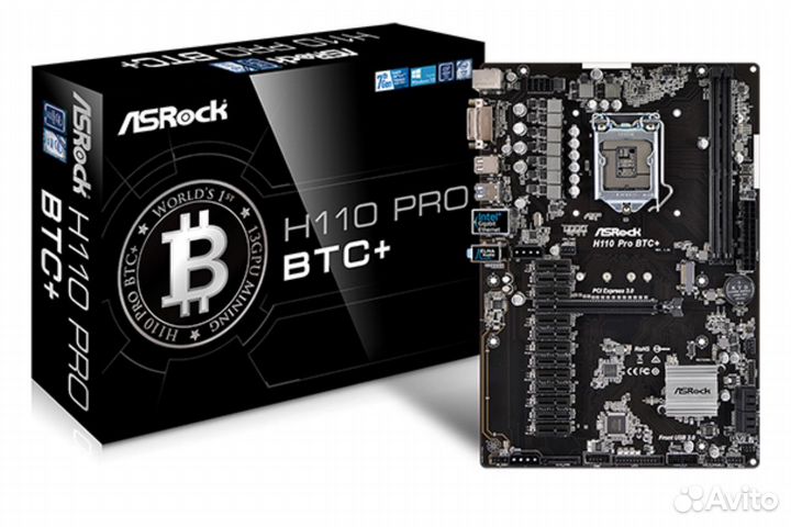 Asrock h110 pro btc (комплект: планка, проц, ddr4)