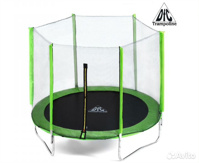 Батут DFC Trampoline Fitness с сеткой 12ft зелёный