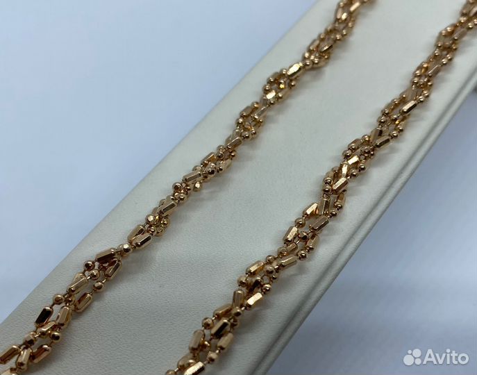 Золотая цепь пустотелая перлина 585