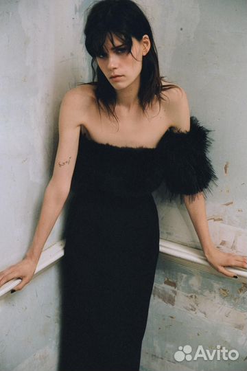 Платье с меховой деталью zara