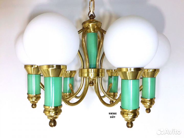 Редкая винтажная люстра на 6 ламп Польша