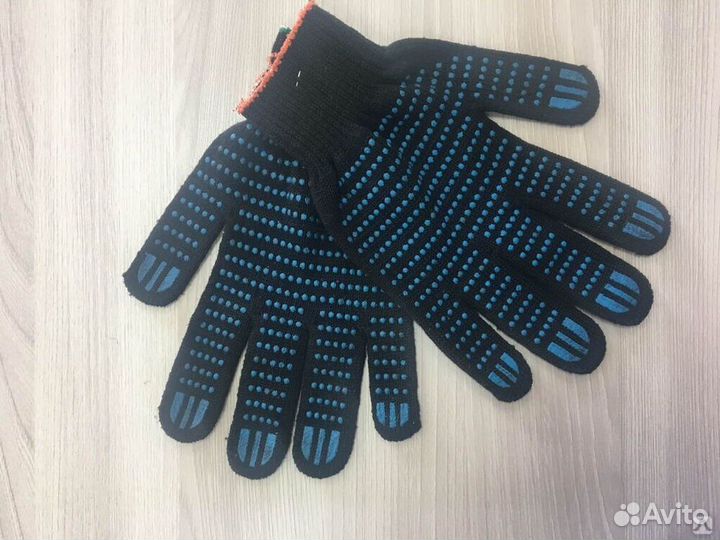 Перчатки тряпочные, резиновые