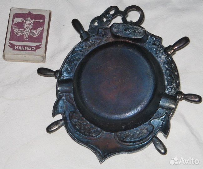 Пепельница медная зажигалка