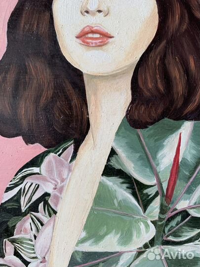 Картина маслом портрет девушки в зеленом