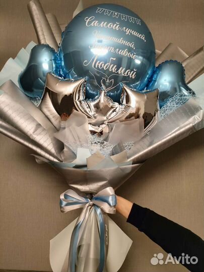 Букет из шаров и гипсофилы